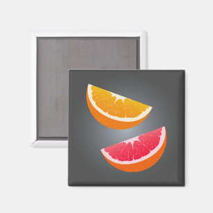 Imán de nevera de rodaja de naranja y pomelo