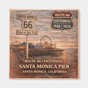 Imán de nevera de Santa Mónica Pier Ruta 66