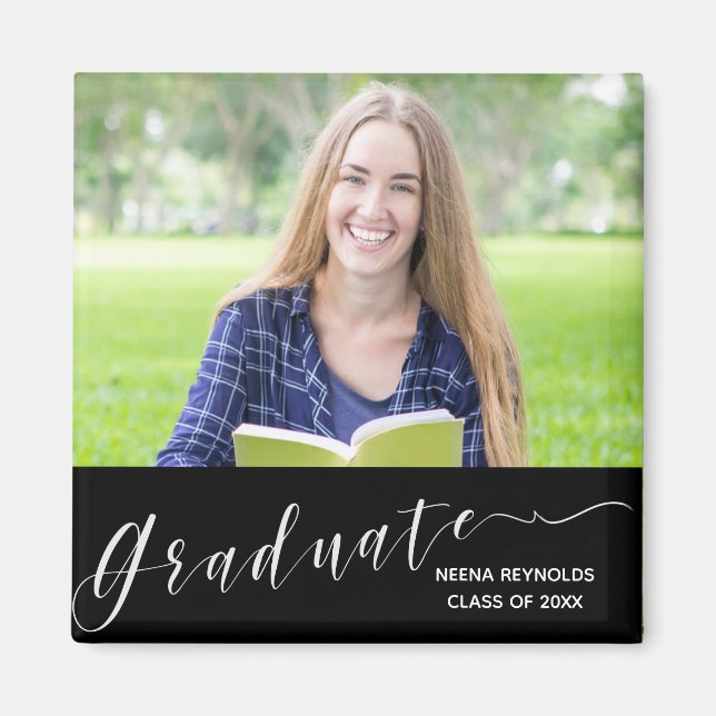 Imán de nevera de tipografía para graduados (Frente)