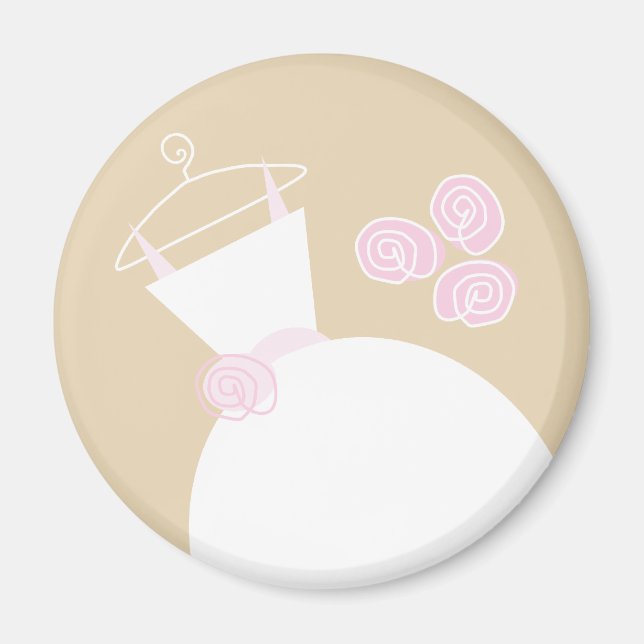Imán de nevera de vestido de novia rosa beige (Frente)