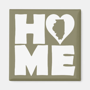 Imán de nevera del estado de Illinois Home Heart