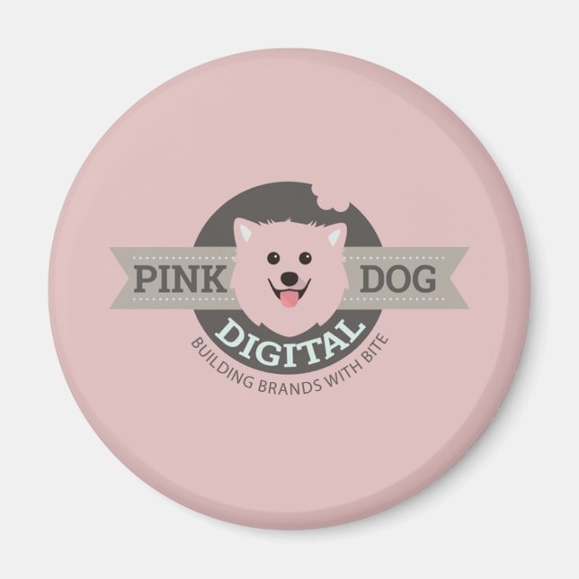 Imán de nevera digital perro rosa (Frente)