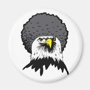 Imán de nevera divertido afro águila calva america