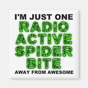 Imán de nevera divertido de mordedura de araña rad