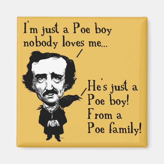Imán de nevera divertido de niño Edgar Allan Poe (Frente)