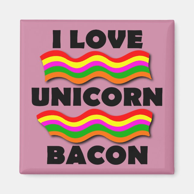 Imán de nevera divertido tocino de unicornio refri (Frente)