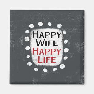 Imán de nevera Feliz Esposa Feliz Vida