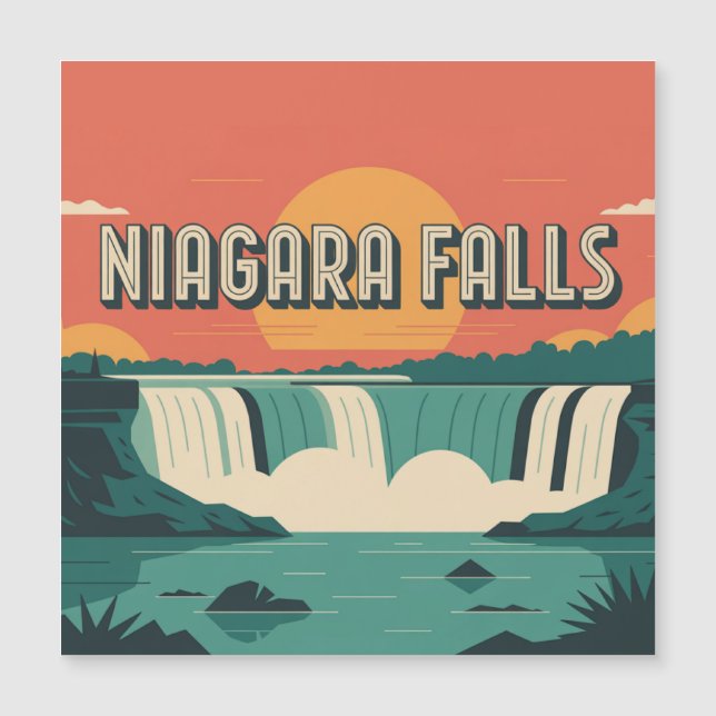 Imán de nevera Niagara Falls Retro Sunset (Anverso)