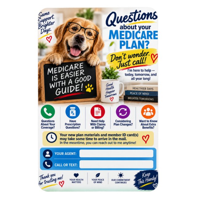 Imán de nevera para cliente de Medicare | Retenció (Vertical)