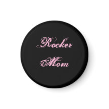 Imán de nevera para mamá rockera (negro y rosa)