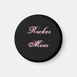 Imán de nevera para mamá rockera (negro y rosa)