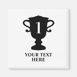 Imán de nevera personalizado trofeo de campeón