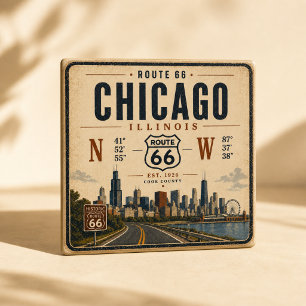 Imán de nevera Retro Chicago Ruta 66