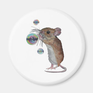 Imán de neveras con ratón y burbujas