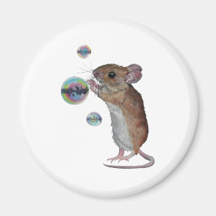 Imán de neveras con ratón y burbujas
