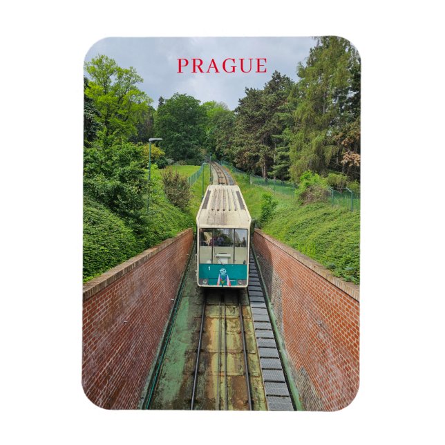 imán de neveras con vista al funicular de Praga (Vertical)