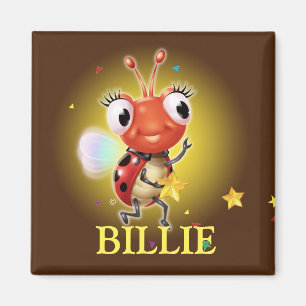 Imán de neveras de ladybug con nombre de niño