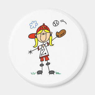 Imán de niña jugando sóftbol