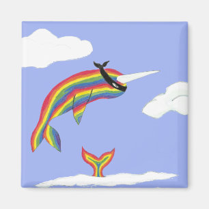 Imán de Ninja Narwhal del arco iris