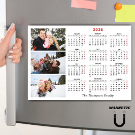 Imán de nombre de collage de fotos de calendario p