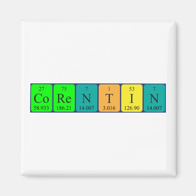 Imán de nombre de tabla periódica Corentin (Frente)