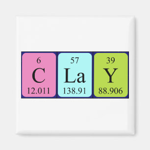 imán de nombre de tabla periódica de arcilla