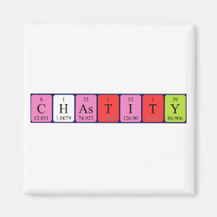 Imán de nombre de tabla periódica de castidad