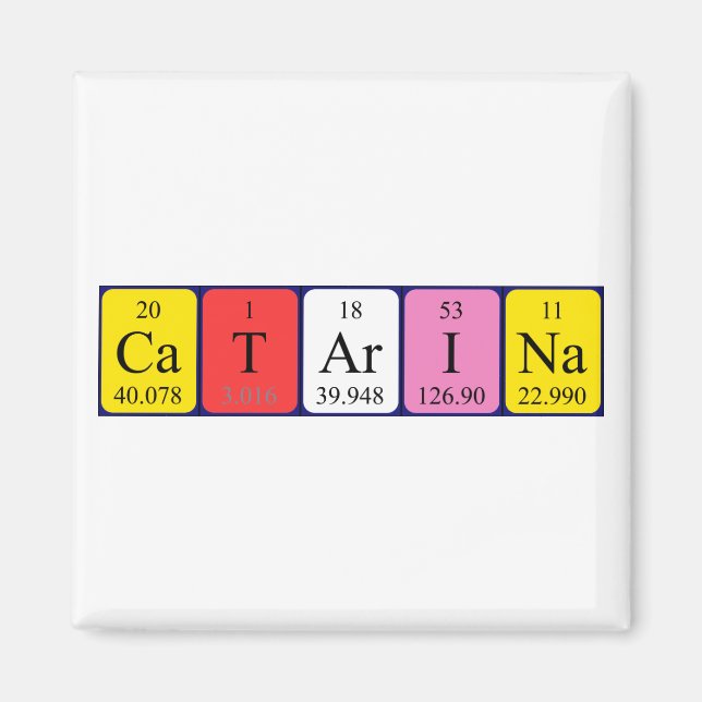 imán de nombre de tabla periódica de Catarina (Frente)