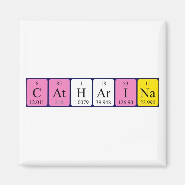 imán de nombre de tabla periódica de Catharina (Frente)