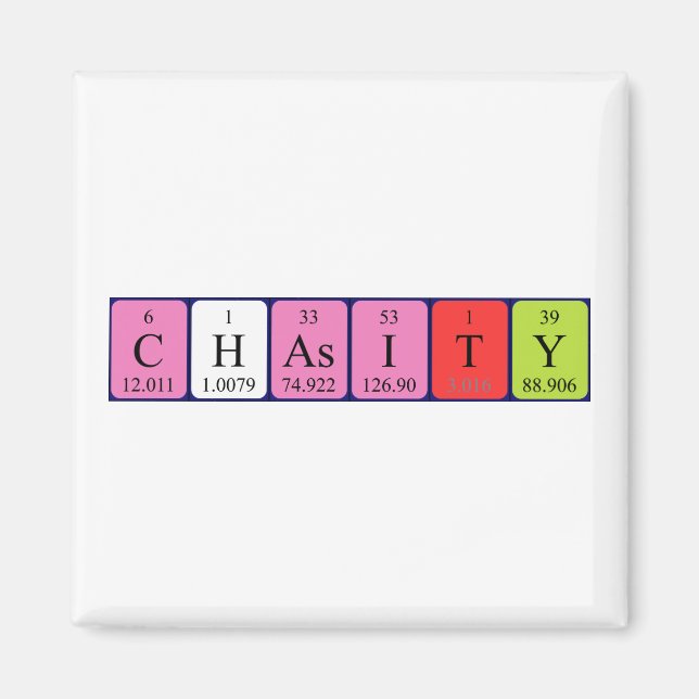 Imán de nombre de tabla periódica de Chasity (Frente)