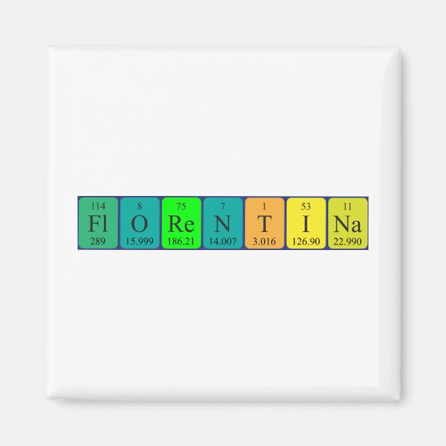 imán de nombre de tabla periódica de Florentina (Frente)