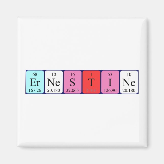 Imán de nombre de tabla periódica Ernestine (Frente)