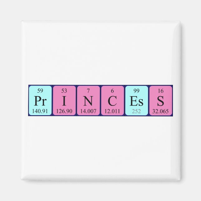 imán de nombre de tabla periódica Princess (Frente)
