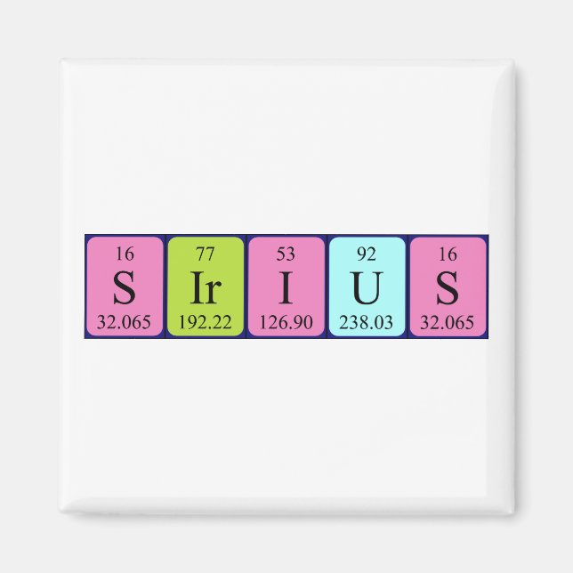 Imán de nombre de tabla periódica Sirius 1 (Frente)
