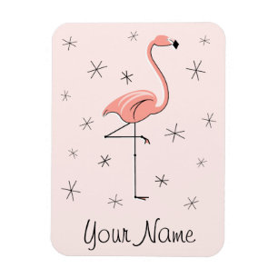 Imán de nombre rosado Flamingo flexible