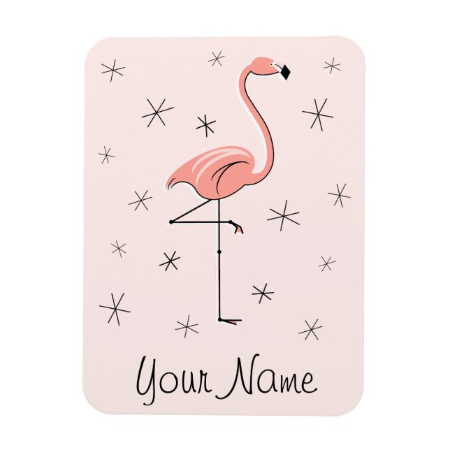 Imán de nombre rosado Flamingo flexible (Vertical)