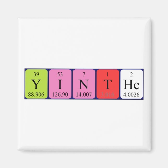 Imán de nombres de tabla periódica (Frente)