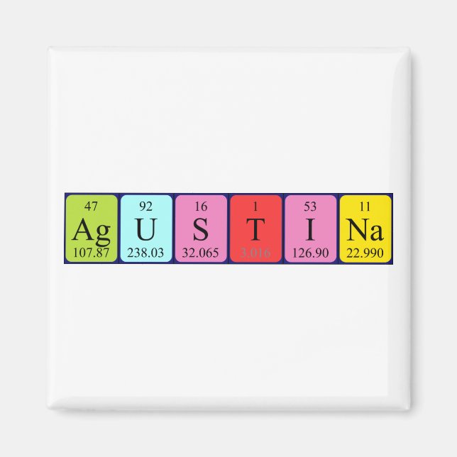 Imán de nombres de tabla periódica Agustina (Frente)