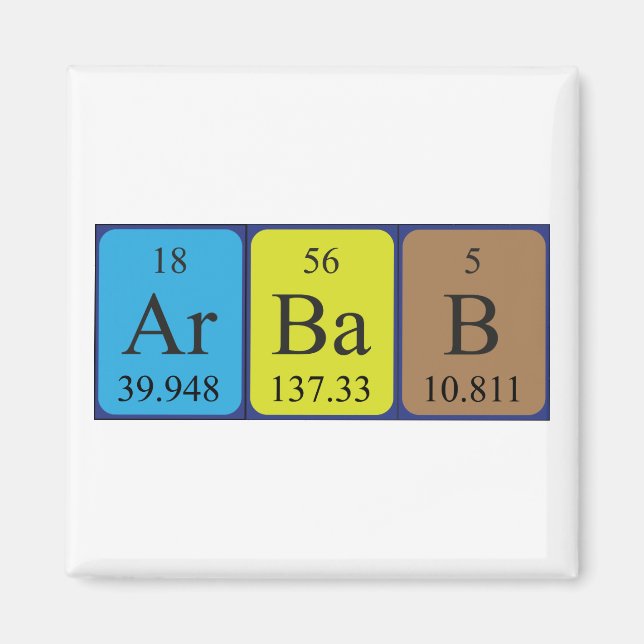 Imán de nombres de tabla periódica árabe (Frente)