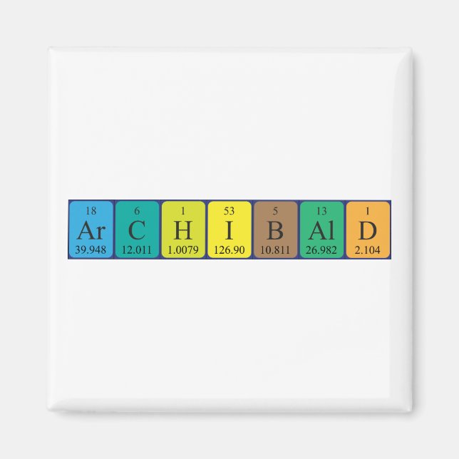Imán de nombres de tabla periódica Archibald (Frente)