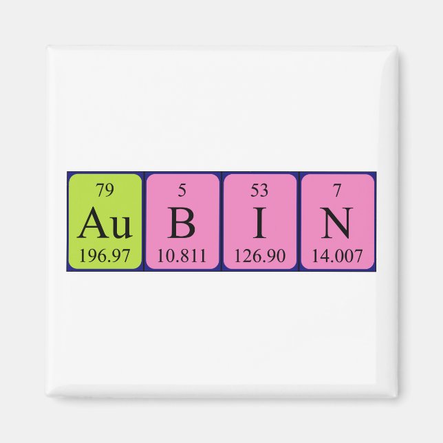 Imán de nombres de tabla periódica Aubin (Frente)