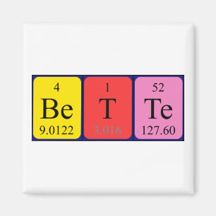 Imán de nombres de tabla periódica Bette