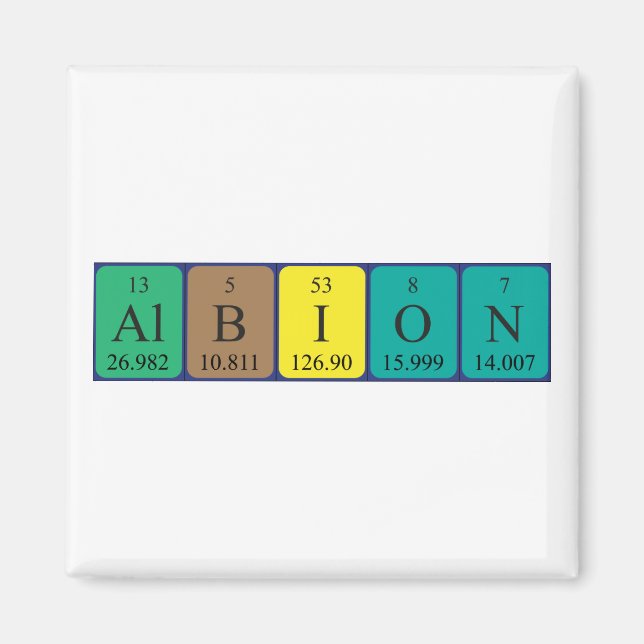 Imán de nombres de tabla periódica de Albion (Frente)