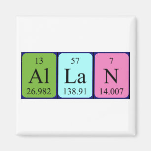 Imán de nombres de tabla periódica de Allan