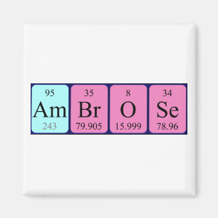 imán de nombres de tabla periódica de Ambrose