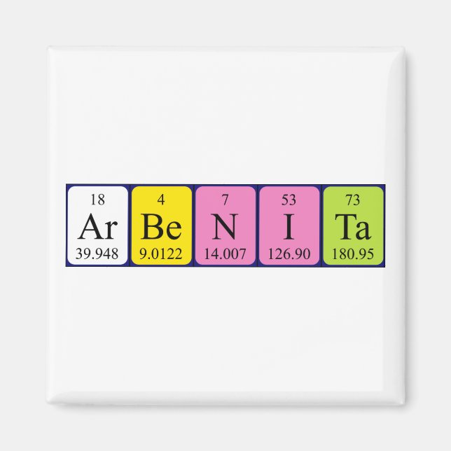 Imán de nombres de tabla periódica de Arbenita (Frente)