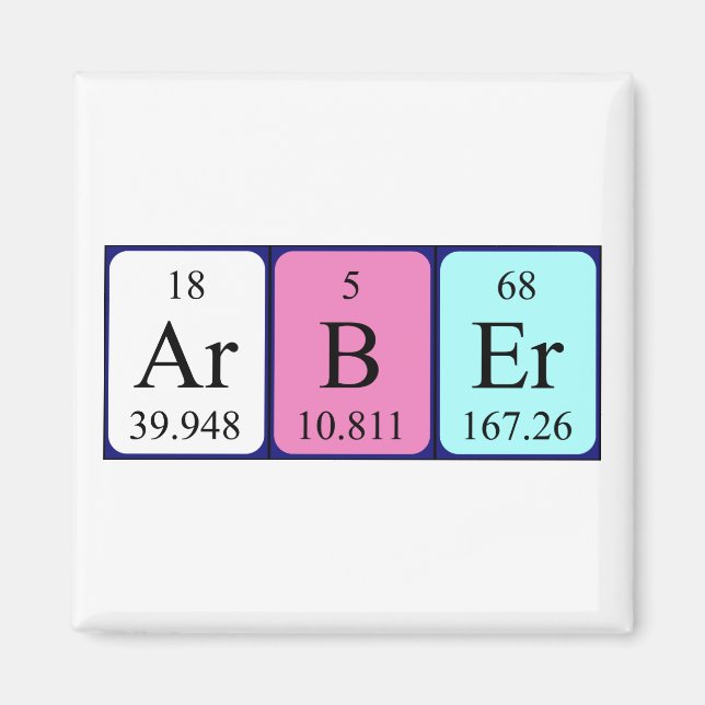 Imán de nombres de tabla periódica de Arbër (Frente)