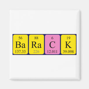 Imán de nombres de tabla periódica de Barack