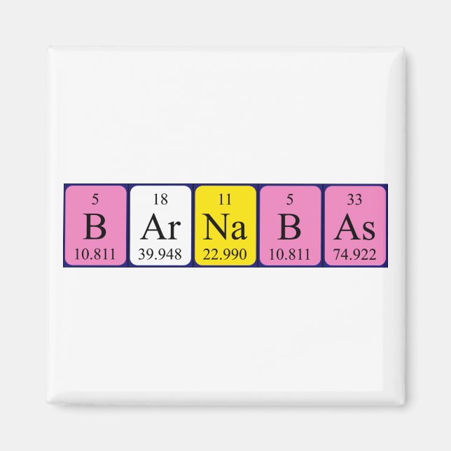 imán de nombres de tabla periódica de Barnabas (Frente)
