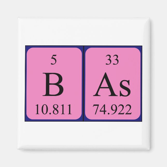 Imán de nombres de tabla periódica de Bas (Frente)